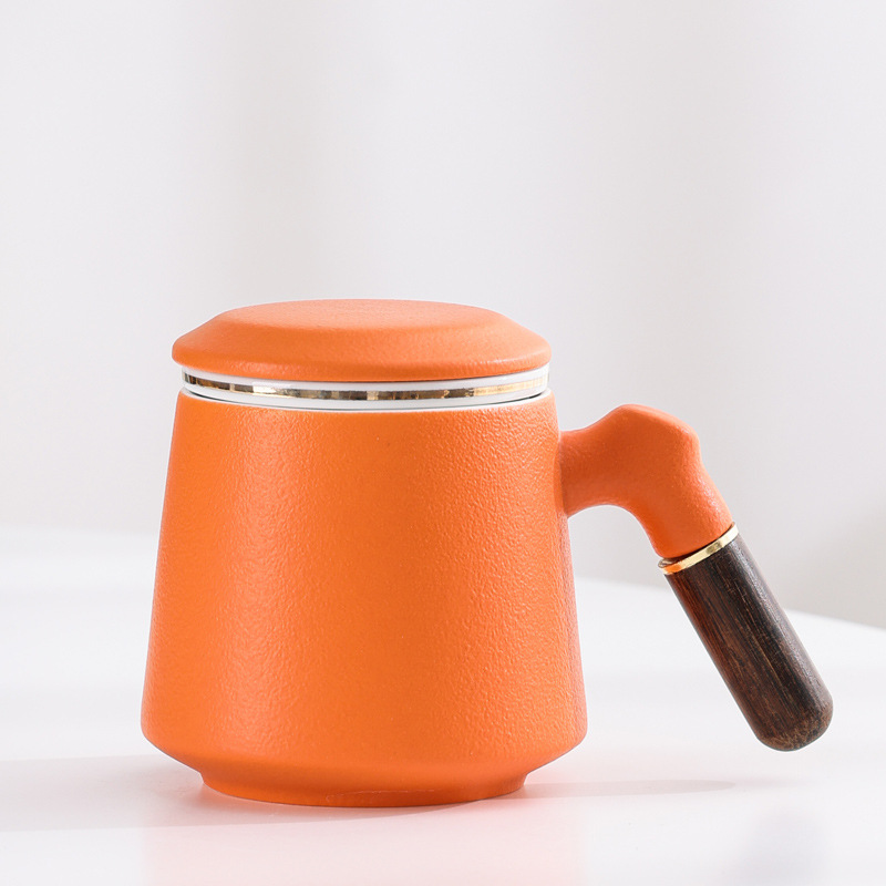 Lubao con tres piezas de taza de cerámica con taza de regalo de mano con taza de té con tapa de té con logotipo tallado