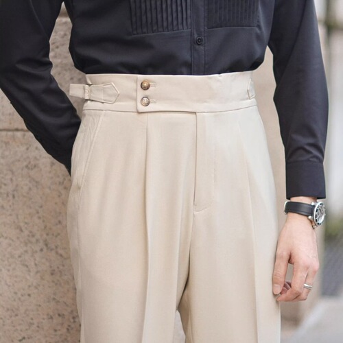 Men's Lightweight Mature Style New British Cool Neapolitan High-Waisted Pants Men's Business Straight Leg Casual Matchy Matchy Trendy