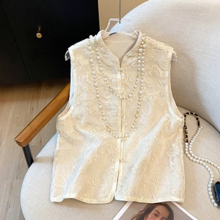 2025 New New New Chinese Vest Vest Milky White Europe and America Sweet Fresh Polyester Other