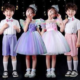 六一儿童大合唱演出服中小学生合唱团女童朗诵服装表演