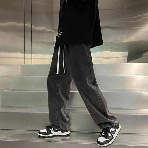 Black jeans men's 2025 new pants men's spring and summer American loose pants young straight pants