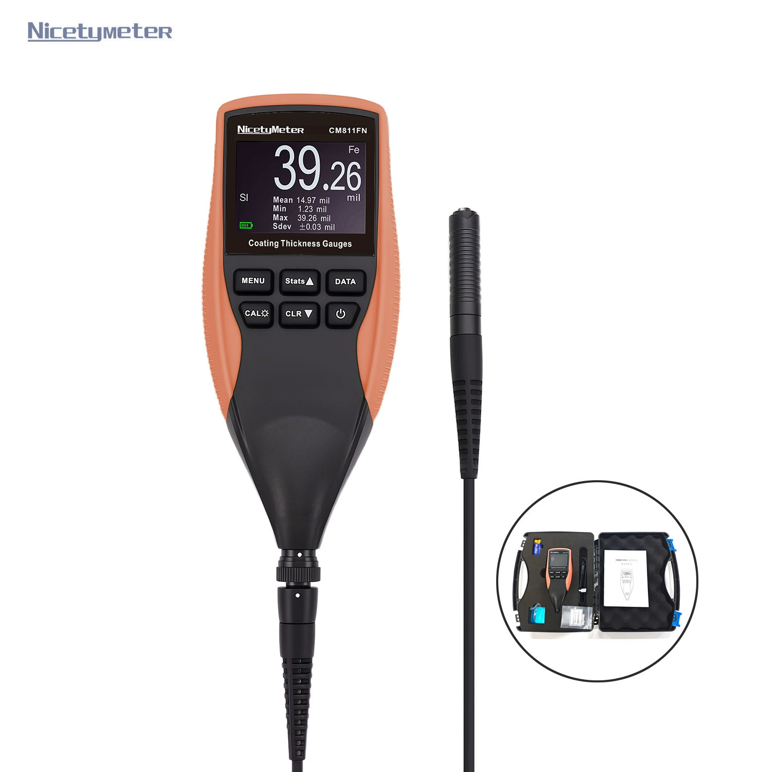Измеритель толщины лакокрасочного покрытия CM8811FN, двухкомпонентный (железо-алюминий), для проверки напыляемых покрытий на листовом металле, измерение металла до 1500 мкм
