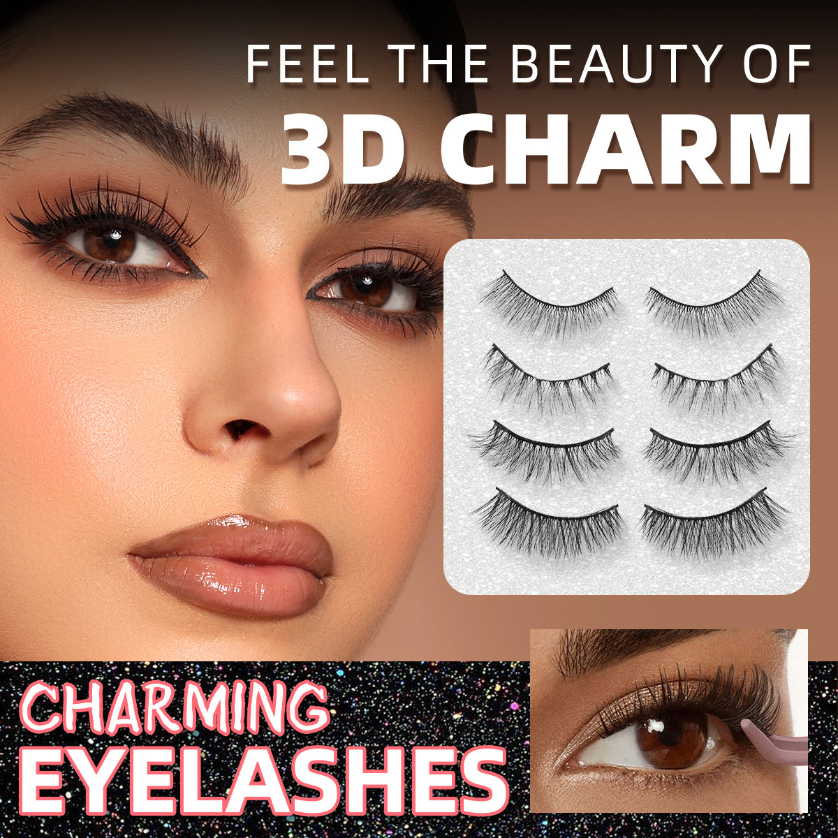 USHAS punto transfronterizo venta caliente maquillaje de ojos 3D grueso conjunto de pestañas falsas
