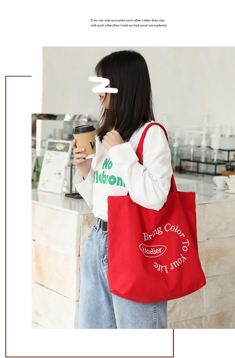 Women's Large Canvas Letter Basic Open Canvas Bag display picture 10