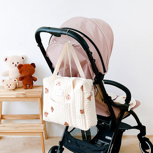 Korean Instagram  New Zipper Embroidered Filled Mommy Bag Baby Stroller Hanging Diaper Bag