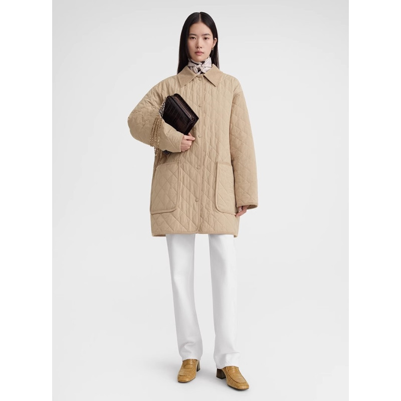 Early Spring New Corduroy Edge Rhombus Quilted Jacket Thin Light Cotton Jacket Loose and Versatile