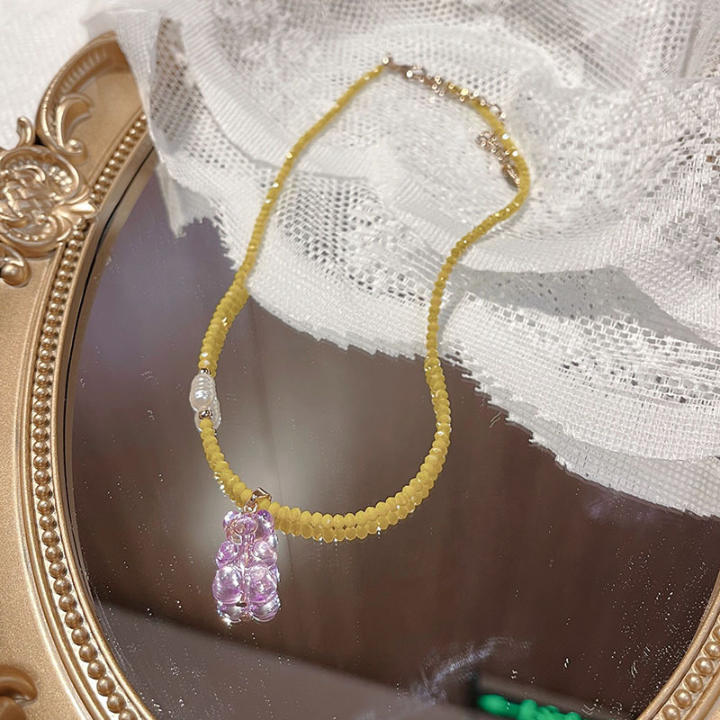 18g Weight Beaded Pendant Material Pendant Necklace Classification Beaded Chain Material 1 Piece Quantity Holiday, Daily Occasion Beaded Material Bear Pattern Women's Gender Cute, Sweet Style Cute Sweet Bear Beaded Wholesale Pendant Necklace 13