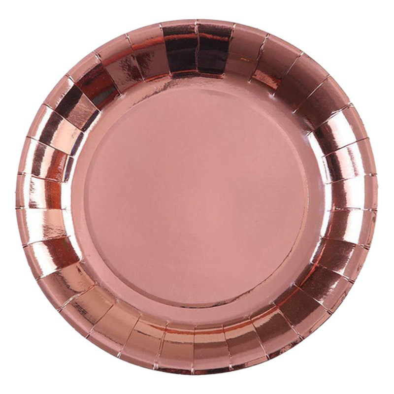 Juego de vajilla desechable de papel dorado y oro rosa, vasos de papel, platos de papel, mantel, suministros para fiestas, decoración de bodas