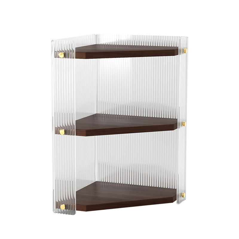 Esquina de pared personalizada estante triangular de madera maciza lavabo de baño cosméticos esquina de baño estante de almacenamiento de acrílico