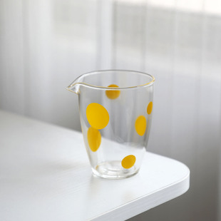 Small sweet potato popular yellow wave dot fair cup worry-free thickened glass tea dispenser color dot cup