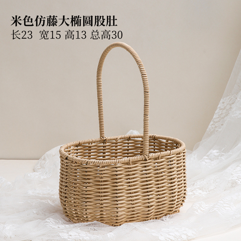 Cesta de flores con asa de encaje, cesta de bambú tejida para floristas, embalaje DIY, pequeña cesta de bambú para ramos y flores secas.