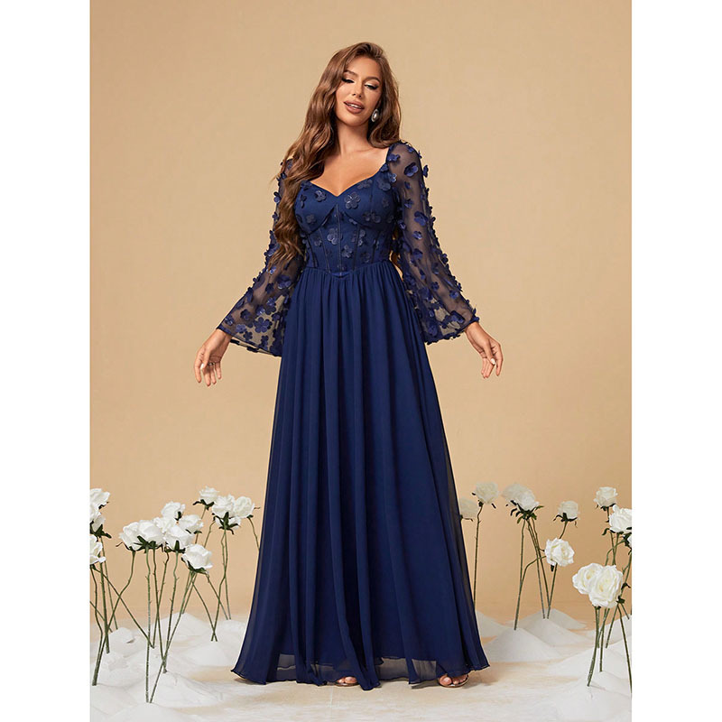 European and American evening dress new plus size chubby girl slimming chiffon Christmas ball dress ebay a generation of hair