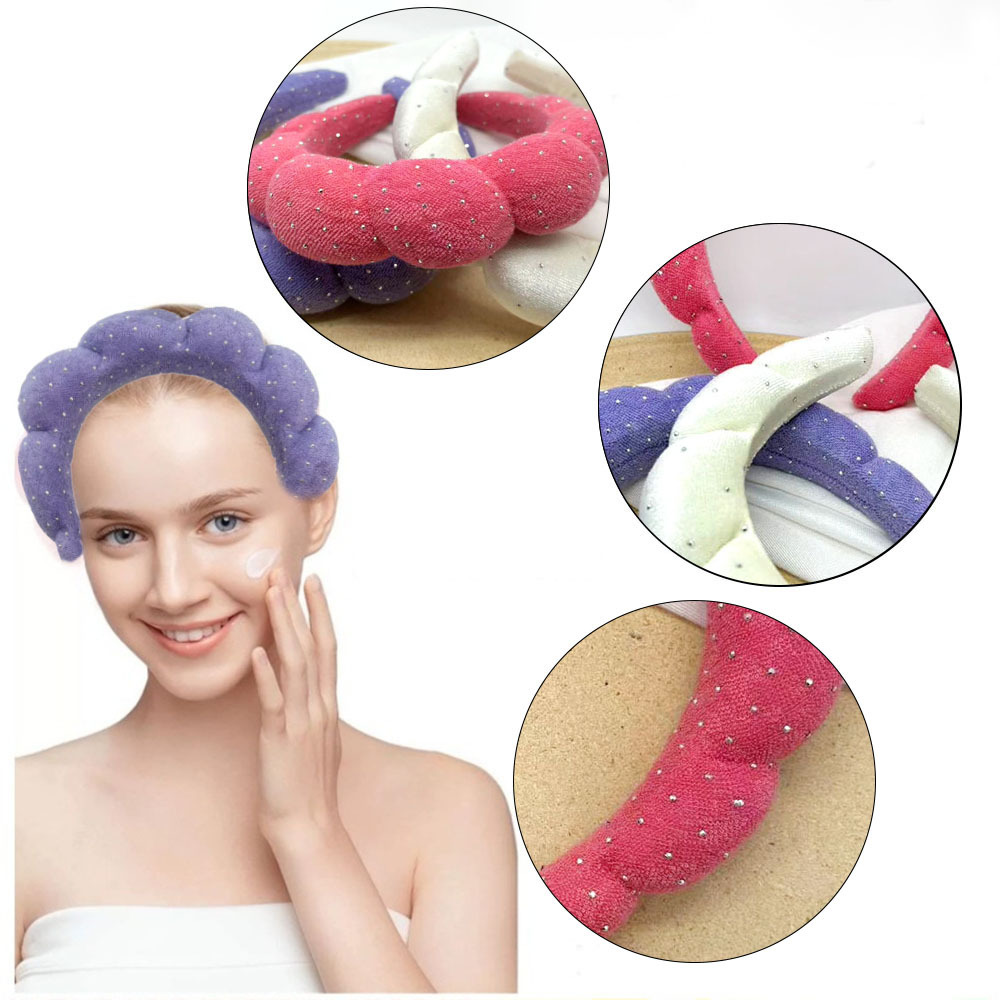 New Foreign Trade Cross-Border Diamond Cloud Sponge Headband Face-Washing Twist High Crown Hair Accessory Face-Slimming Custom-Made