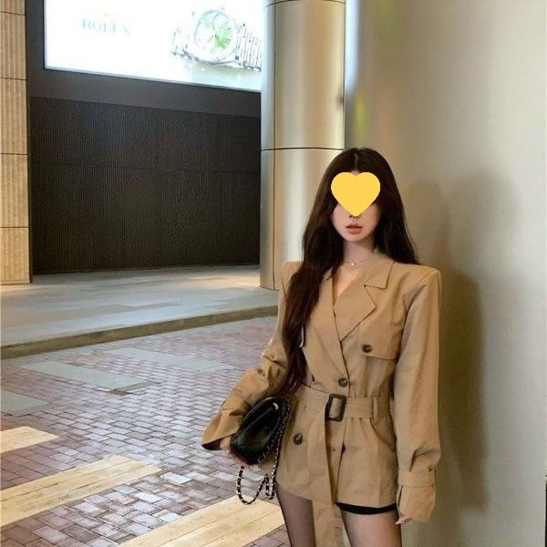 高级风衣外套秋季新款气质卡其色双排英伦小个子短款收腰大衣女潮|undefined