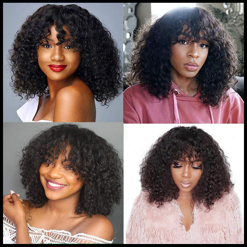 Women's Simple Style Party Stage Real Hair Bangs Short Curly Hair Wig Net display picture 5