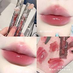 Gege bear crystal clear diamond mirror lip glaze, water-glossy pouty lips, pure desire style, fake makeup, whitening and affordable lipstick