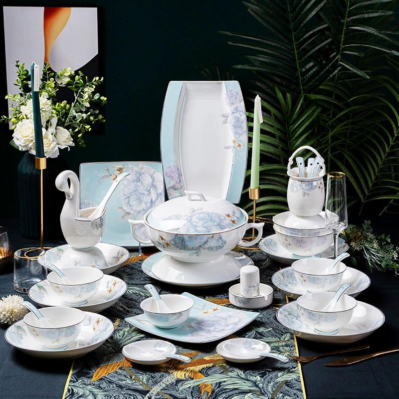 Set, ceramic tableware, Chinese style, simple and elegant design