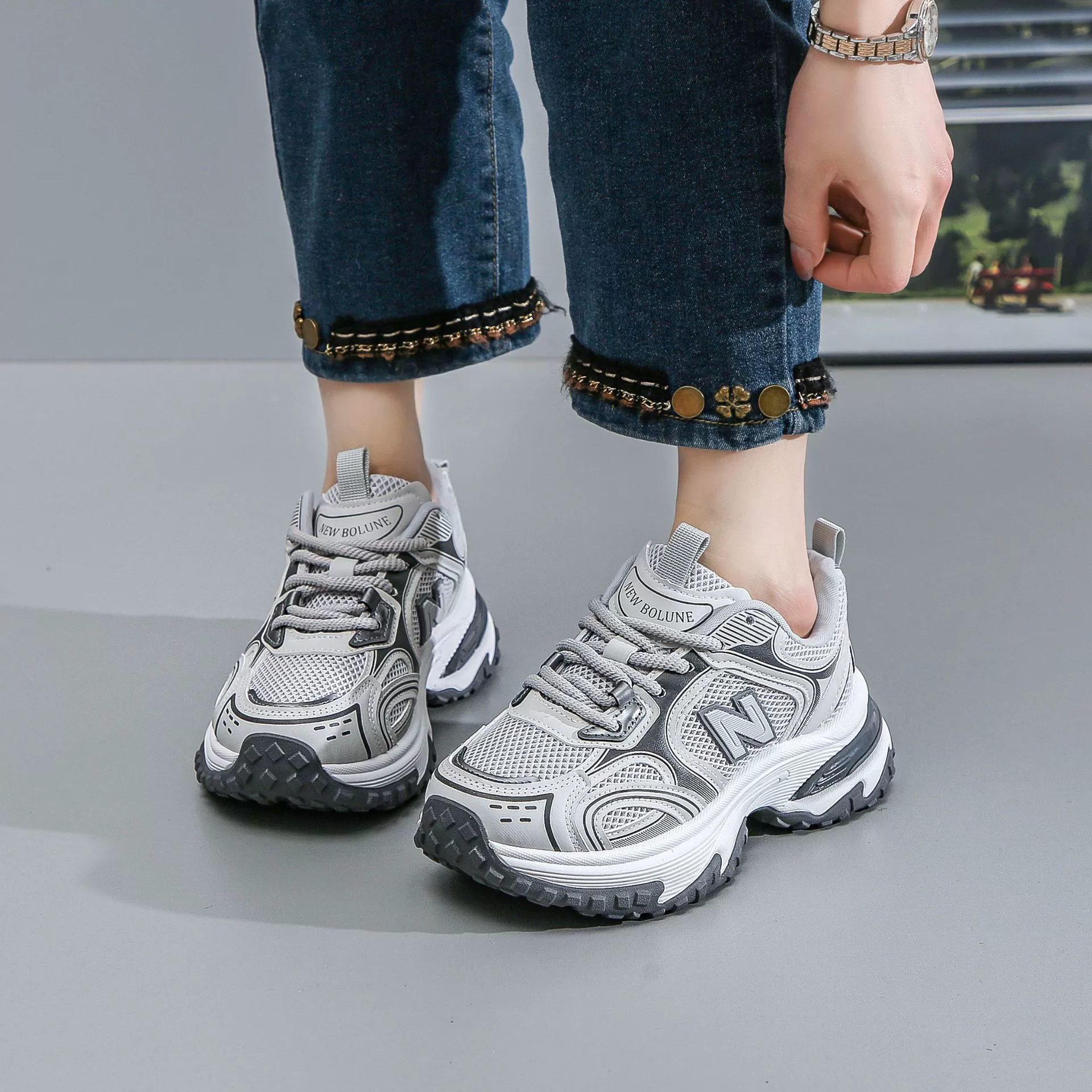 MBL819 Новые 2025 дышащие, универсальные кроссовки в стиле dad shoes, износостойкие, нескользящие