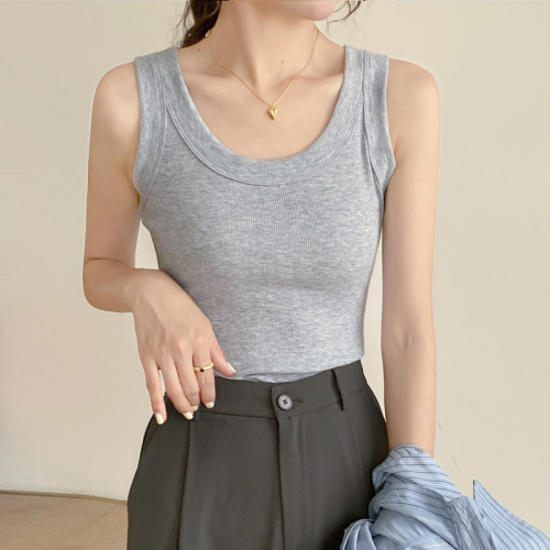 2024 summer new style excellent cotton sports camisole women's outer wear and inner wear slim fit large size versatile bottoming top sleeveless