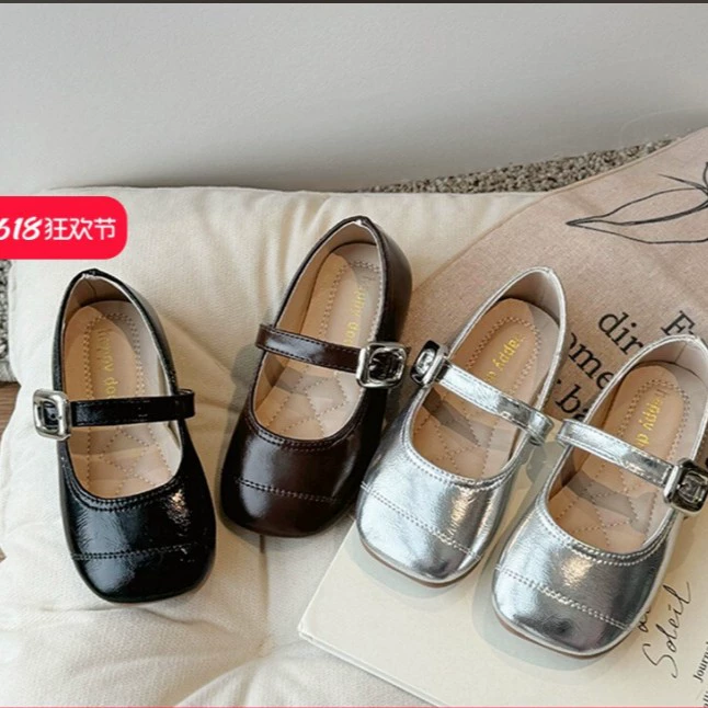 Детские кожаные туфли для девочек весна-осень 2025, новые, серебряные, мягкая подошва, модель Мэри Джейн, для маленьких принцесс