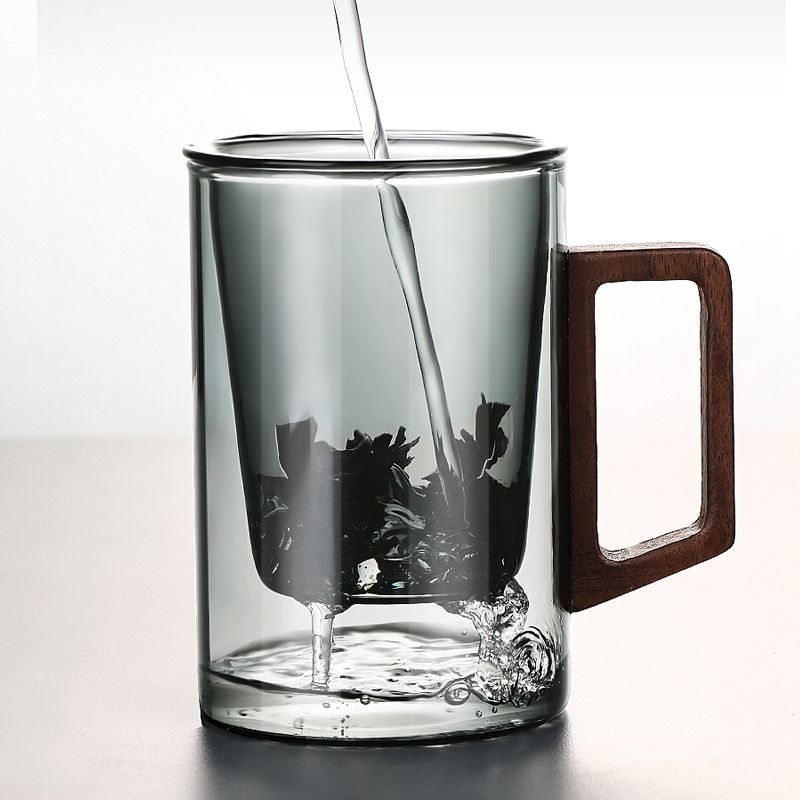 Taza de té de vidrio borosilicato taza de agua resistente al calor de la Oficina de los hombres taza de té de separación de té