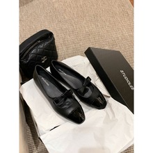 羊皮版~真皮法式蝴蝶结方头玛丽珍鞋女秋新款平底小香风芭蕾单鞋