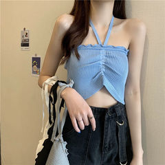 Knitted V-neck Strapless Tank Top for Women, Summer 2023 New Design, Revealing Nipple, Outerwear Short Sleeveless Base Layer Sexy
