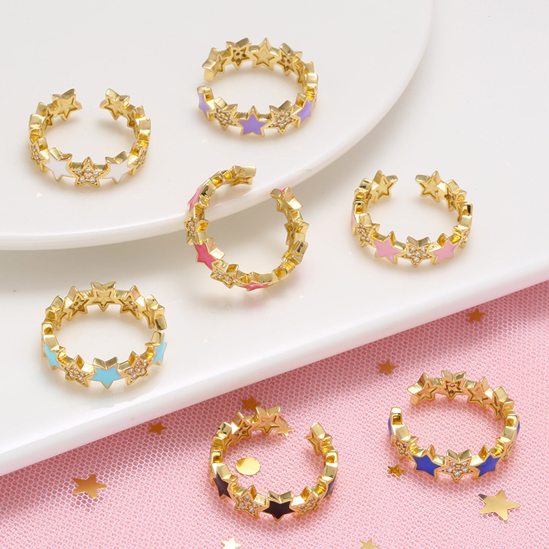 Fashion Star Brass Plating Zircon Rings 1 Piece