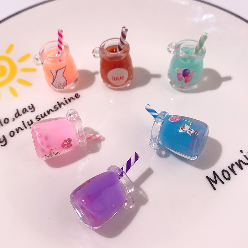 Nuevo transfronterizo nocturna taza de paja de té DIY amor diario llavero colgante papelería accesorios materiales