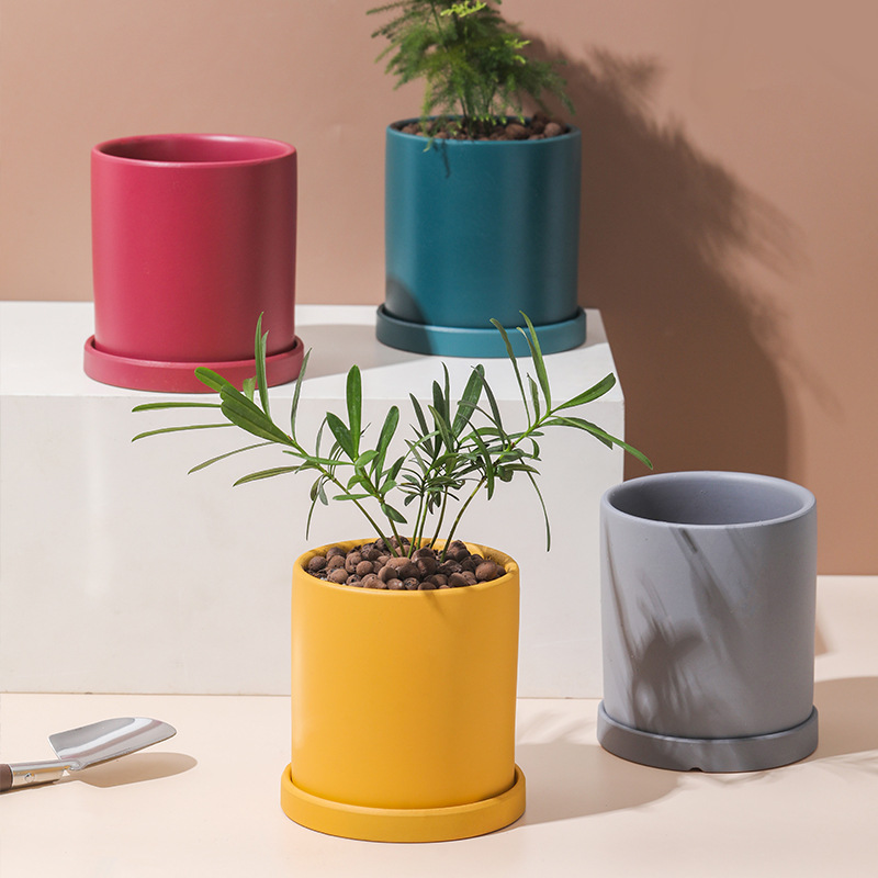 Taza de flores de cerámica personalizada simple contenedor de maceta moderna plantación verde orquídea mariposa carneosa maceta transfronteriza mayorista
