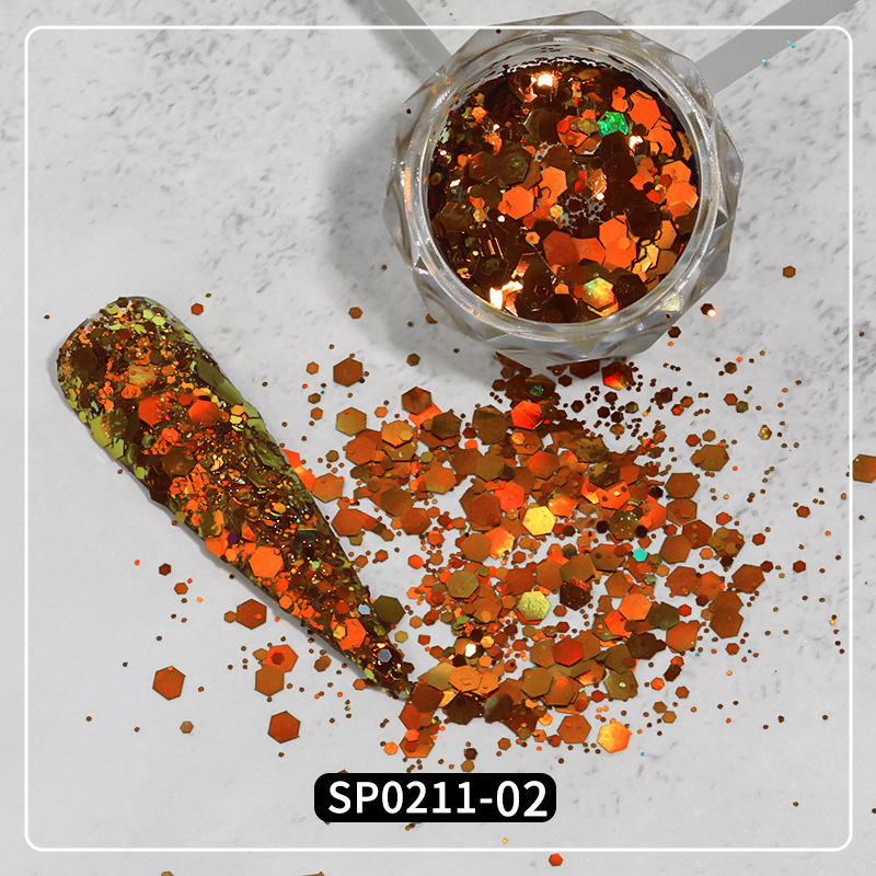 2022 lentejuelas de uñas populares transfronterizas camaleón joyería Rosa gradiente colorido lentejuelas grandes traje DIY pegatinas de uñas