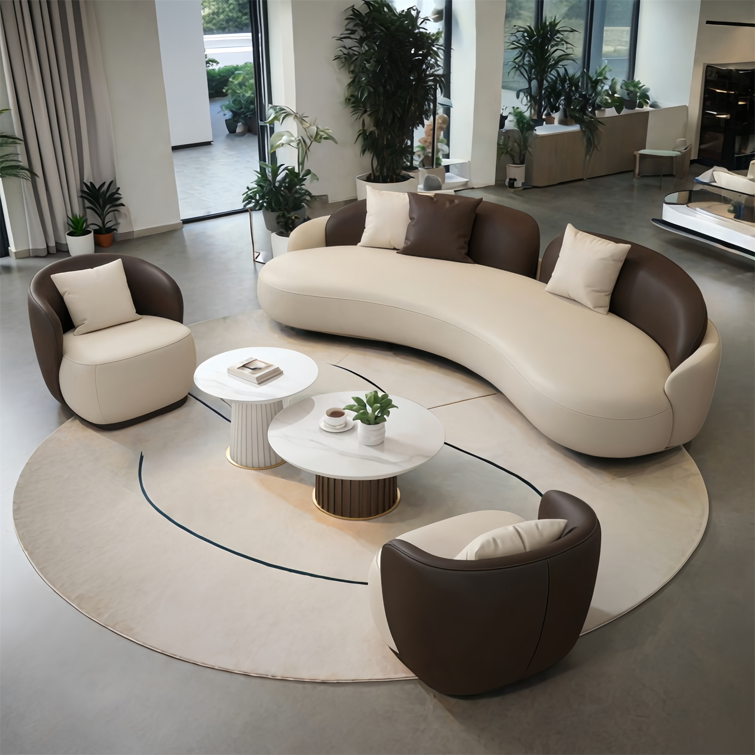 Hotel Sales Office Lobby Reception Office Rest Sofa Beauty Salon Hall Negotiation Reception Area Curved Sofa