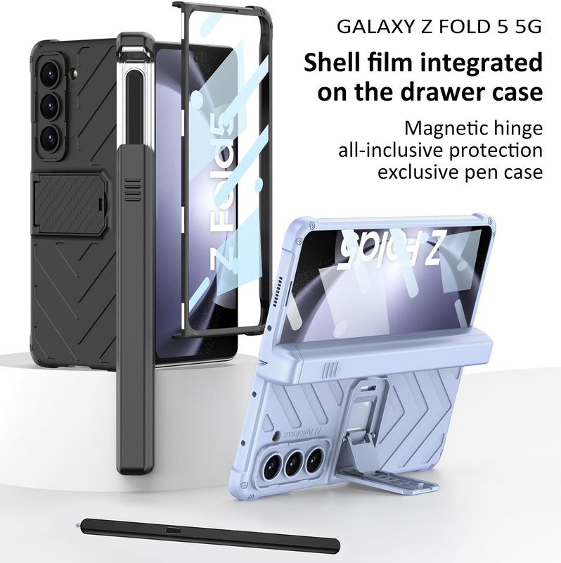 Applicable to Samsung foldable 5 folding mobile phone shell magnetic suction full cover Spen creative storage armor slide pen case Applicable to Samsung foldable 5 folding mobile phone shell magnetic suction full cover Spen creative storage armor slide pen case