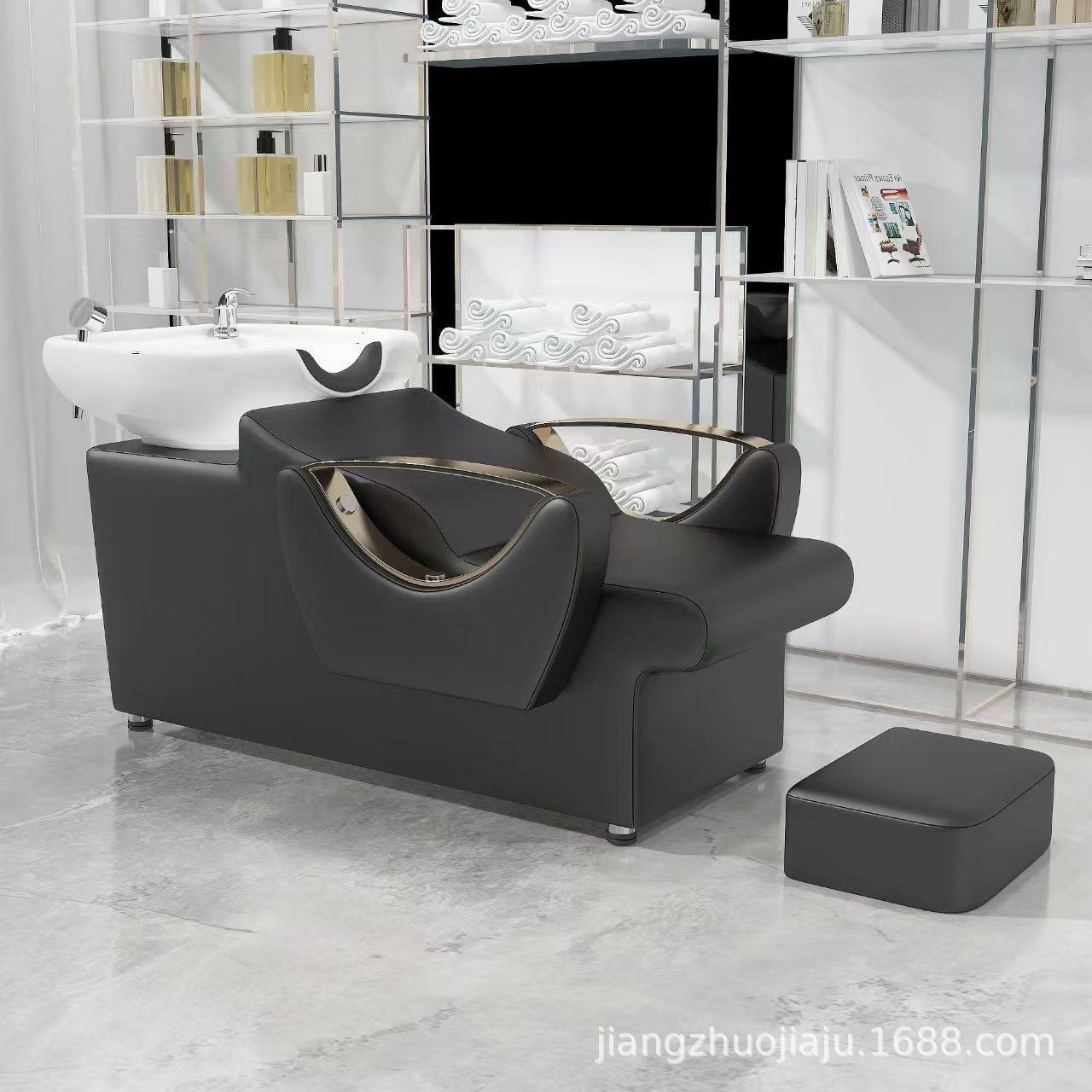 Red en línea lavabo de cerámica lavabo de cabello salón de pelo sillón lavabo de cabello cama de lavado de agua lavabo de cabello barbería cama de lavabo de cabello cómodo