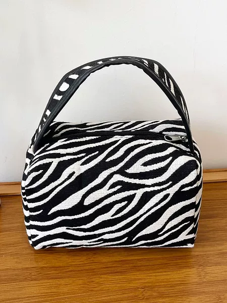 Leopard Print Zebra Print Portable Cosmetic Bag for Women, New Fashion Leopard Print Portable Small Square Bag, Autumn and Winter New Zebra Bag