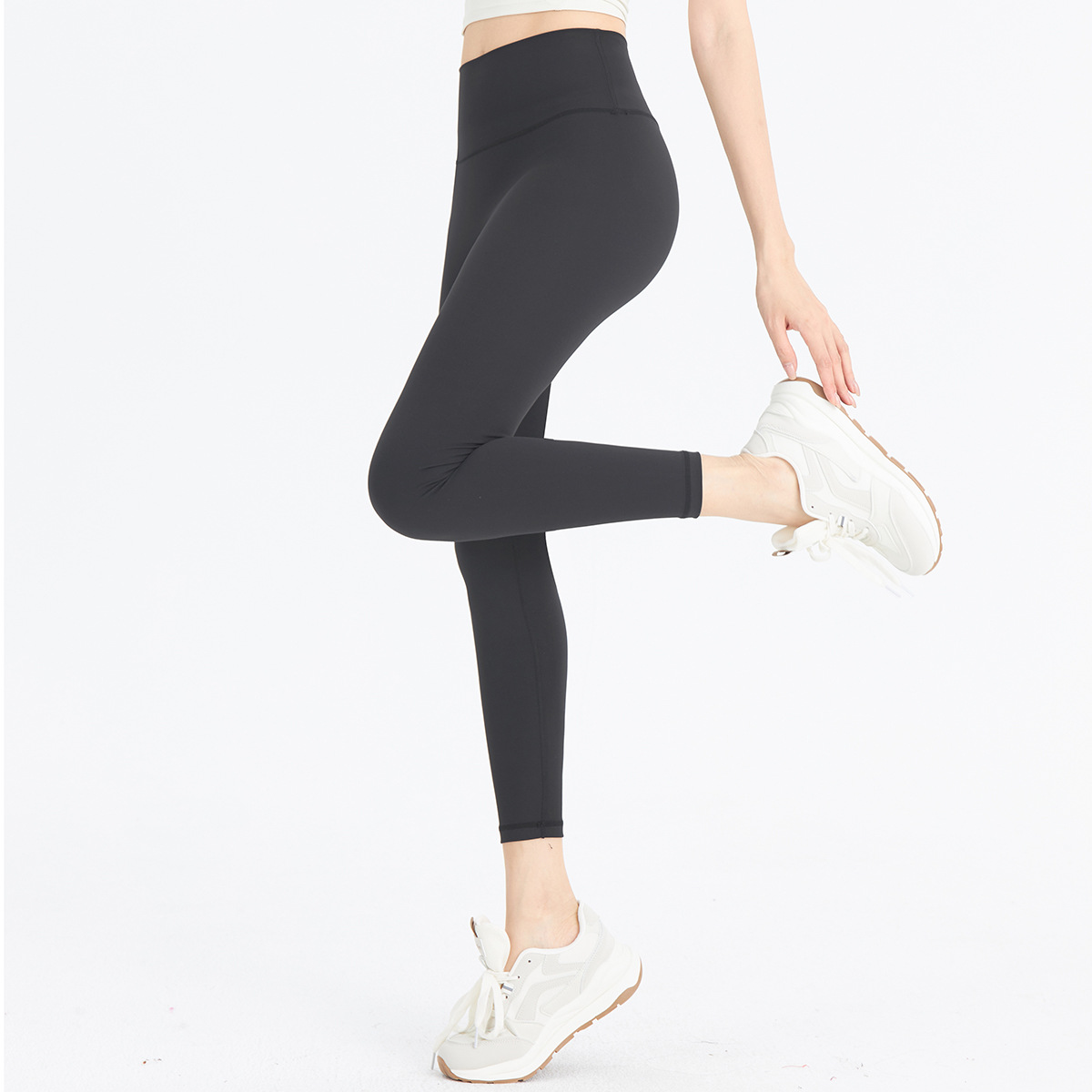 Lulu Yoga Pants Al*gn High-Waist Tush-Lifting Bare Sensation Napped Spring Summer Women's Tight Base Peach Hip Fitness Pants