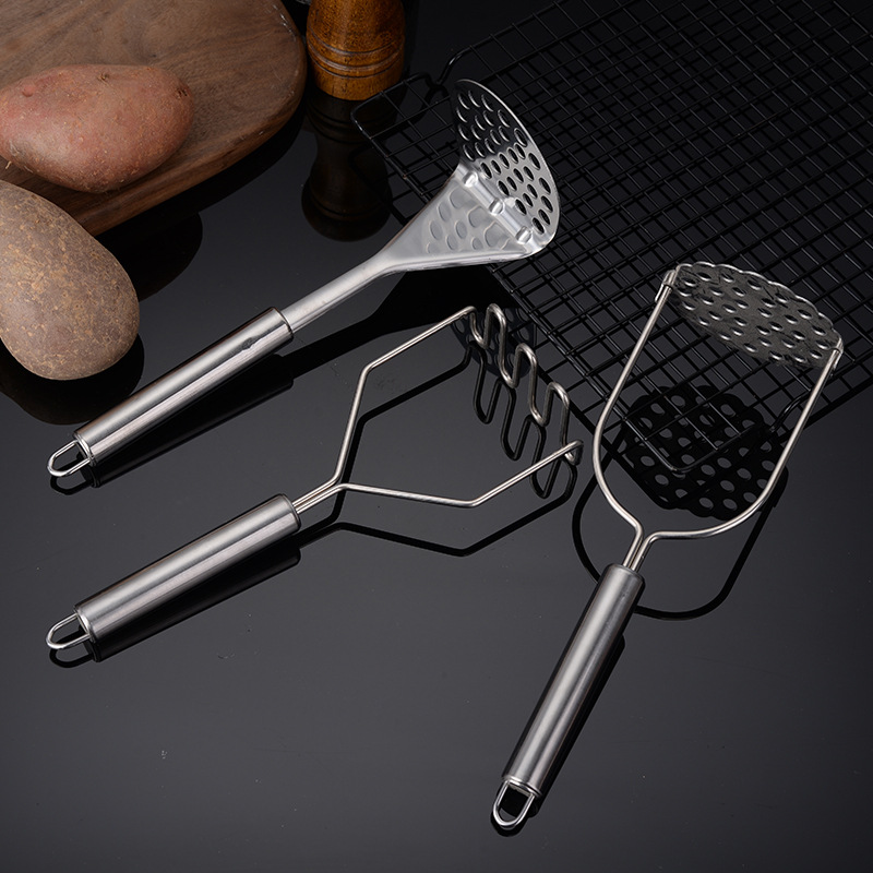 Prensa de barro de acero inoxidable, mango de acero ondulado, máquina de papas, máquina de prensa de papas de cocina, máquina de batería, suplemento de alimentos para bebés