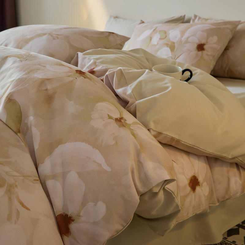 Alta gama A algodón abrasivo de cuatro piezas de invierno engrosado sábanas de cama de algodón de lana larga cálida 60s de cuatro piezas