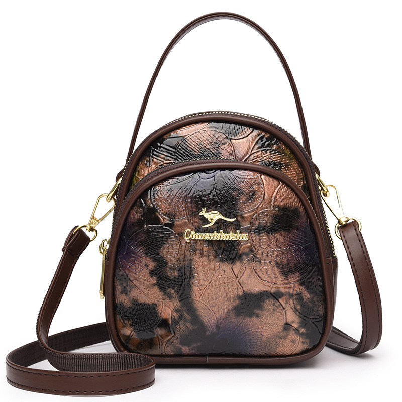 Bolsa de moda transfronteriza de madres de mediana edad, bolso de hombro de impresión de cuero blando, 2024 nuevo estilo chino de damas, bolso de mochila