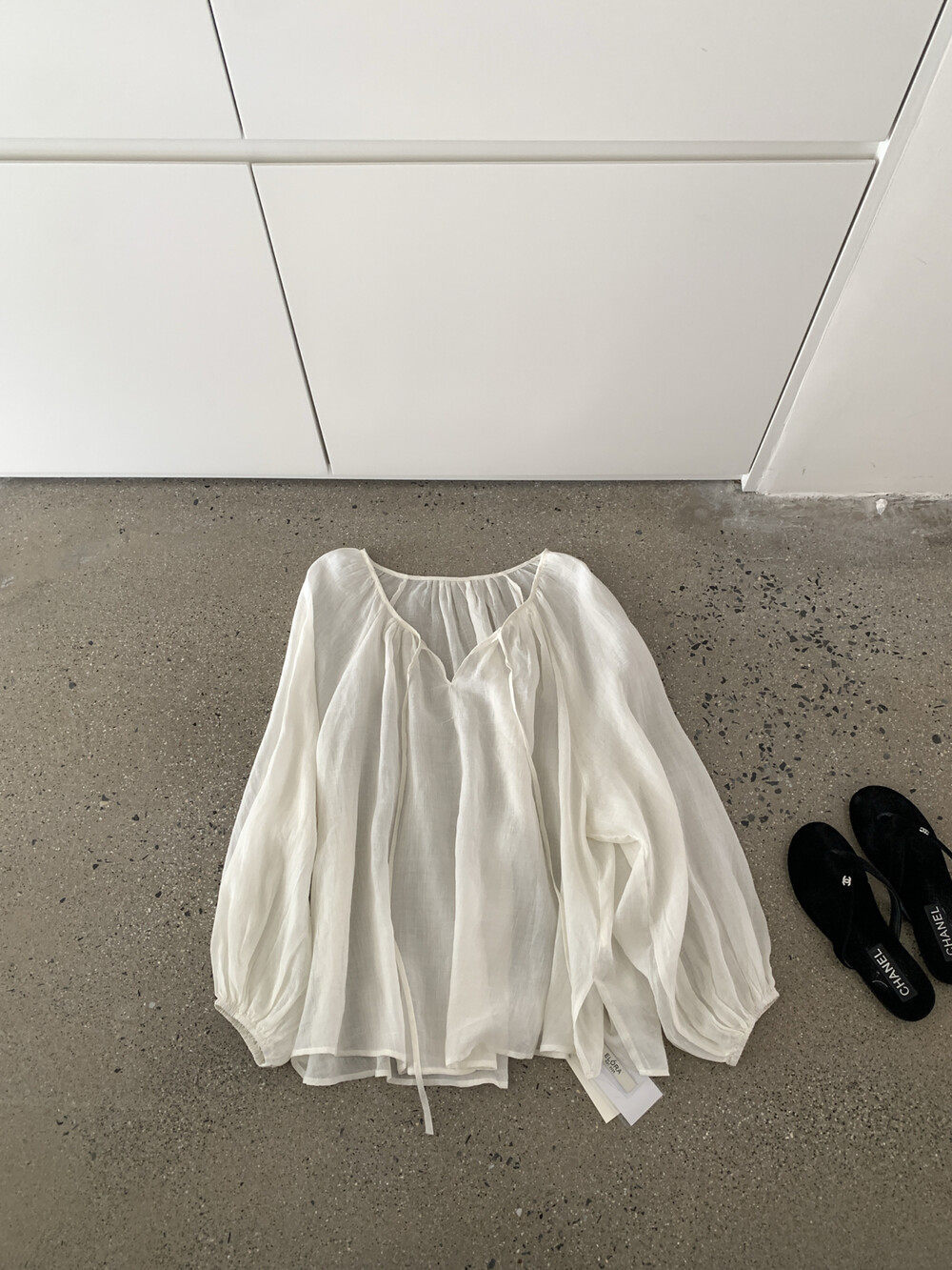 Áo sơ mi nữ linen tay dài cổ V dây buộc phong cách lười biếng — Xanh nước biển, màu hồng, Vàng nhạtcolor, trắng sữa chi tiết 24