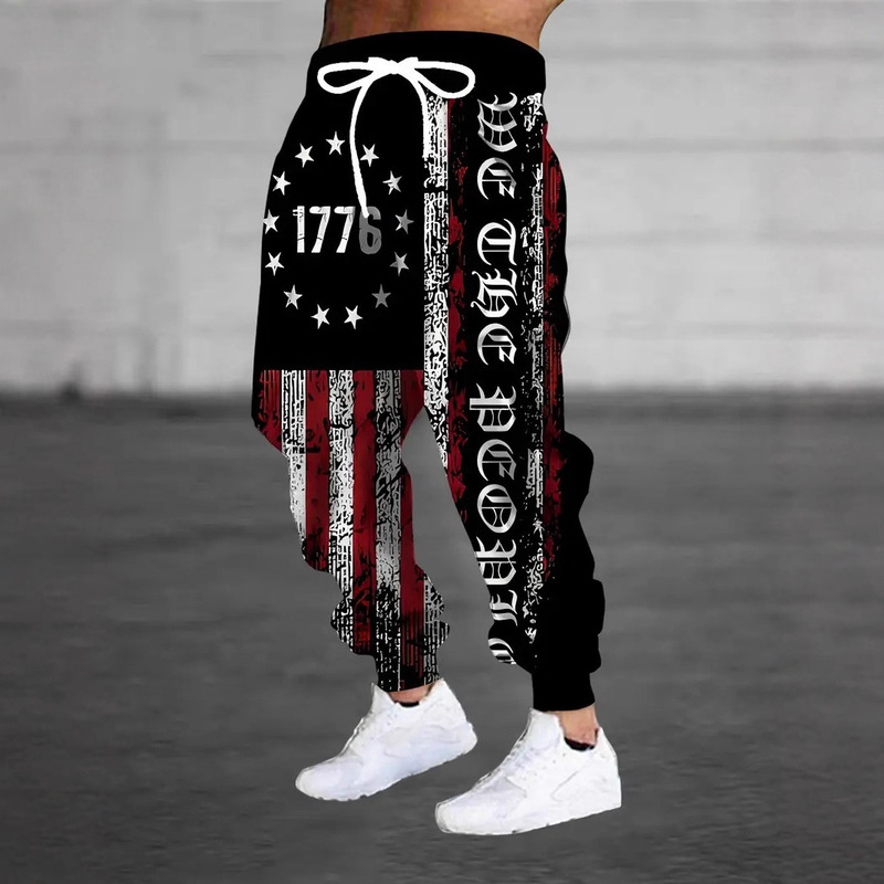 2025 Cross-Border Export European and American Hot-Selling Hip-Hop 3D Digital Printing Street Retro American Men's Sweatpants