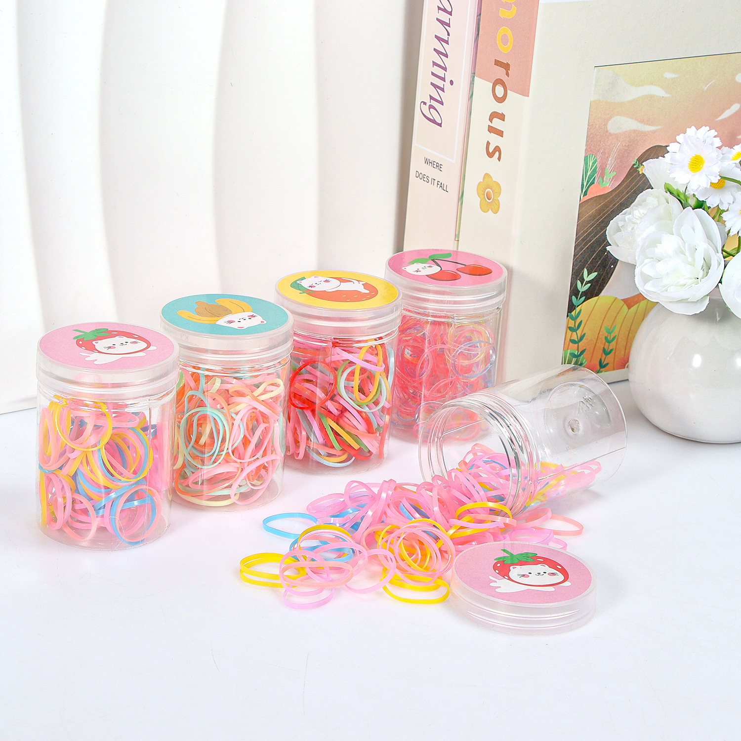 Banda de goma negra para niños, alto valor elástico, duradero, lazo para el cabello, no daña el cabello, anillo para el cabello de goma, accesorios para la cuerda para la cabeza, puesto