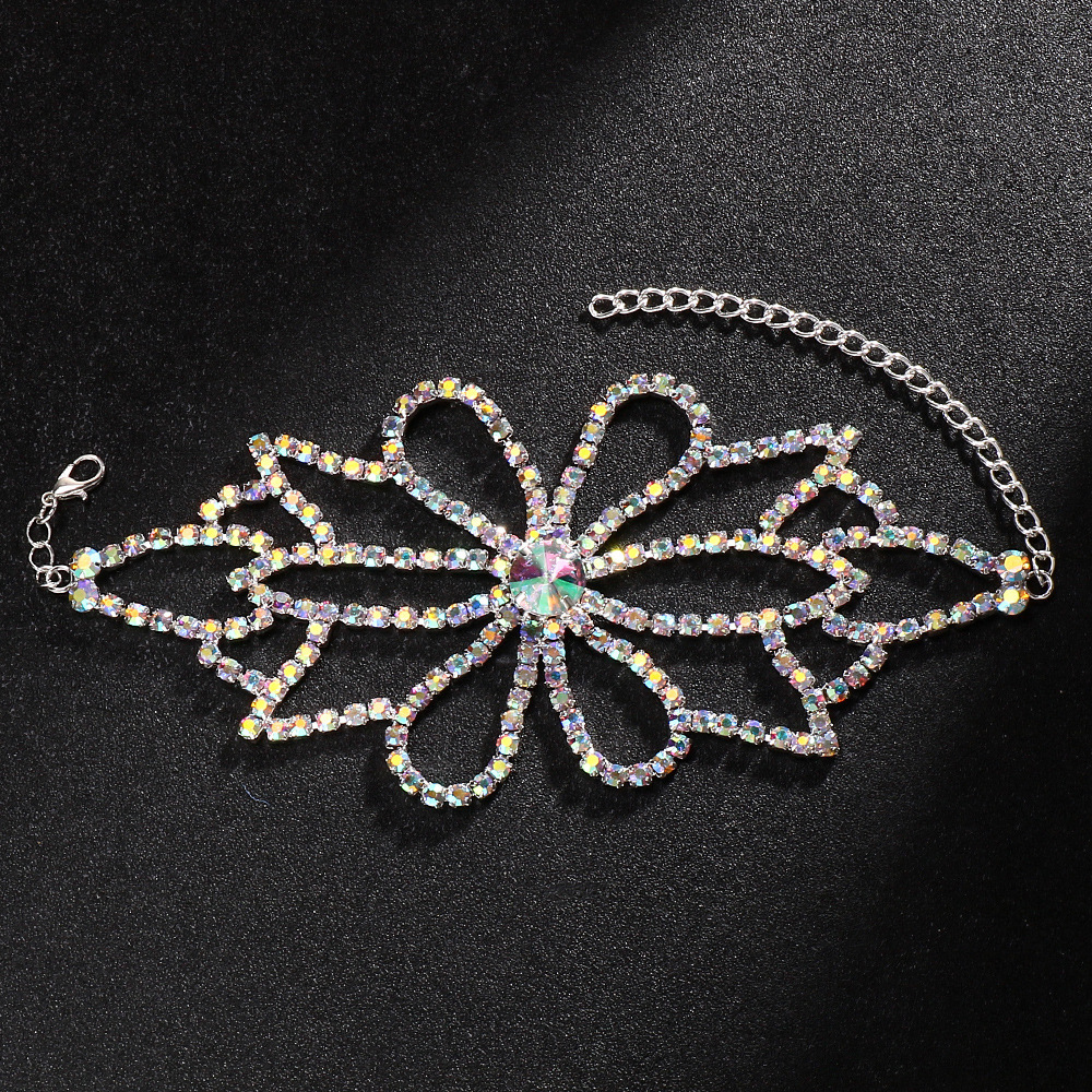 Europa y América color sexy malla tobillar personalidad exagerada diamante tacones altos pie accesorios de playa Ankle