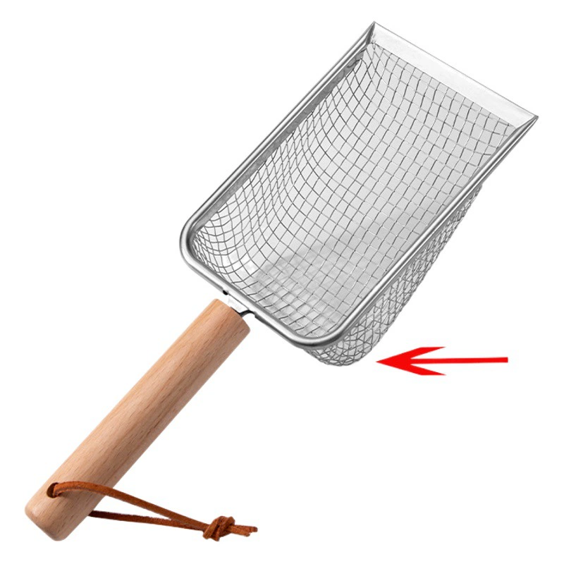 Лопата для кошачьих туалетов с деревянной ручкой Металлическая Лопата для кошачьих туалетов из нержавеющей стали Лопата с маленьким отверстием Лопата для кошачьих туалетов Артефакт Большие принадлежности для кошачьих туалетов