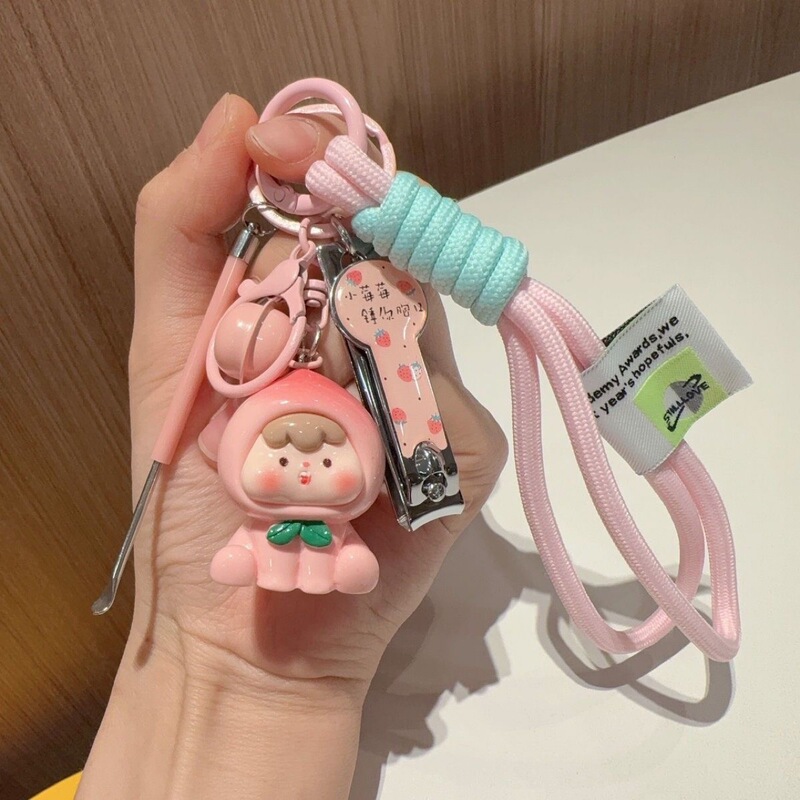 Three-dimensional Water Cub Keychain Nail Clipper Ear Spoon Girl Key Lanyard Girlfriend suit Student Pendant