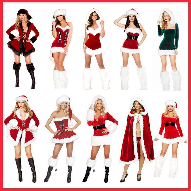 Sexy Christmas clothing Adult Women's Bar nightclub sexy annual meeting dance performance clothing Christmas clothes cos