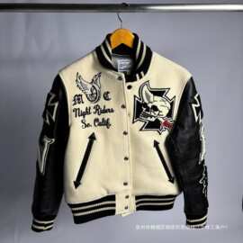 跨境旧子出品东洋骷髅骑士vibe棒球服修身立领Cleanfit风格速卖通