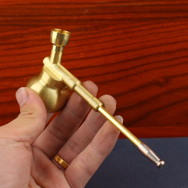 黄铜水烟壶水过滤双用老爷伸缩水烟壶便携式黄铜老式烟袋锅水烟壶