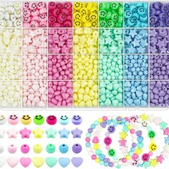 1200 クロスボーダーアクリルキャンディーハート型ビーズスマイリーフェイスビーズ DIY 手芸ジュエリーメイキングブレスレットセットボックス