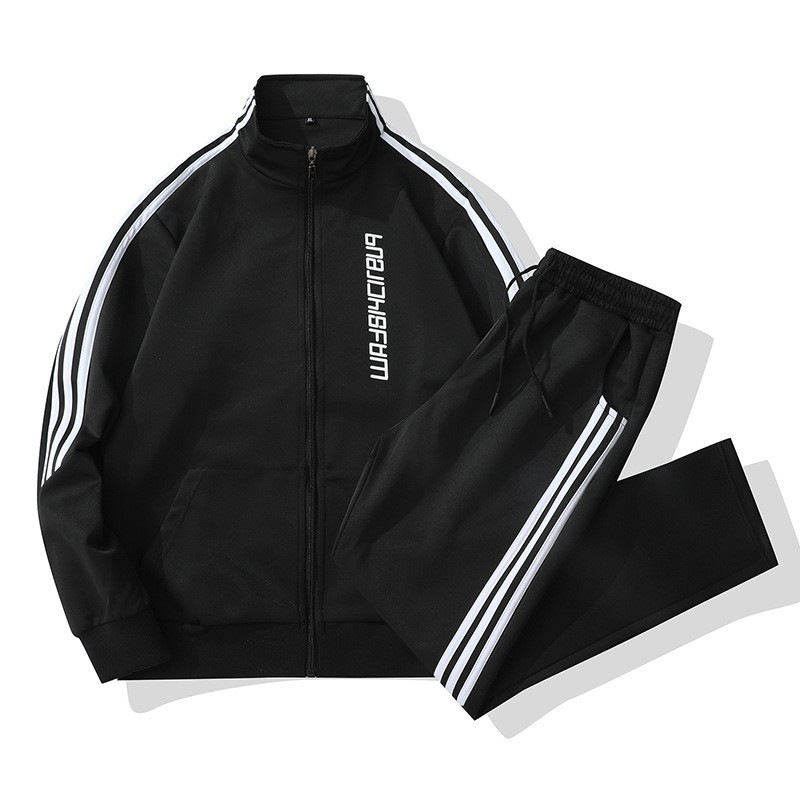 Otoño de tres barras de cuello de vestir ropa deportiva para hombres running fitness juvenil con traje blanco comercio exterior
